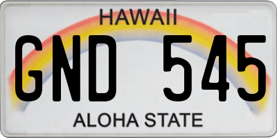 HI license plate GND545