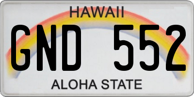 HI license plate GND552