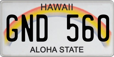 HI license plate GND560