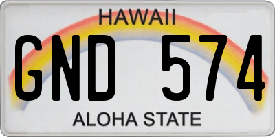 HI license plate GND574