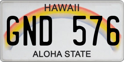 HI license plate GND576