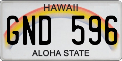 HI license plate GND596