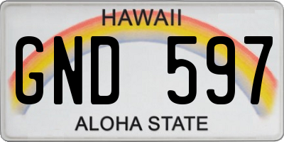 HI license plate GND597