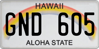 HI license plate GND605