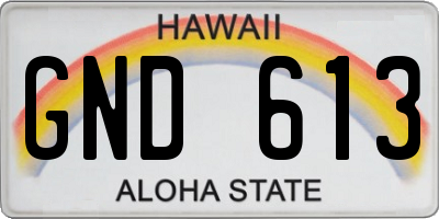 HI license plate GND613