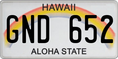 HI license plate GND652