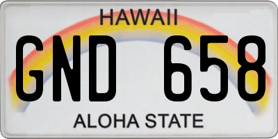 HI license plate GND658