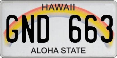 HI license plate GND663