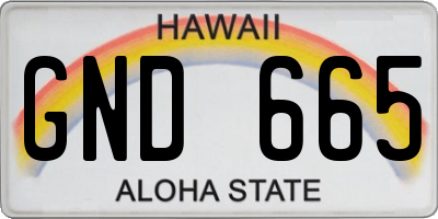 HI license plate GND665