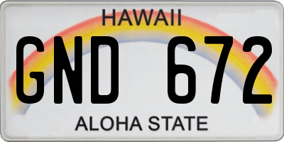 HI license plate GND672