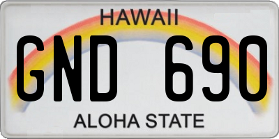 HI license plate GND690