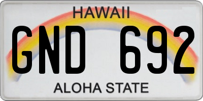 HI license plate GND692