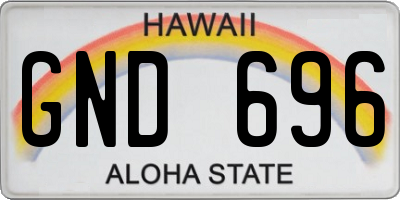 HI license plate GND696