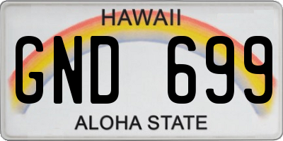 HI license plate GND699