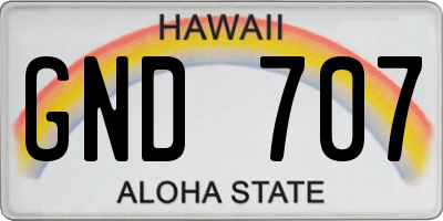 HI license plate GND707
