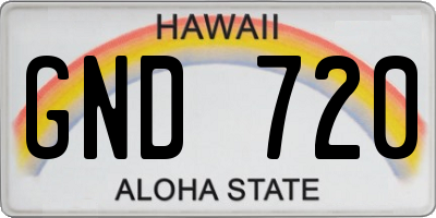 HI license plate GND720