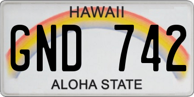 HI license plate GND742