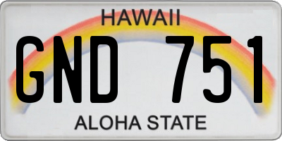 HI license plate GND751