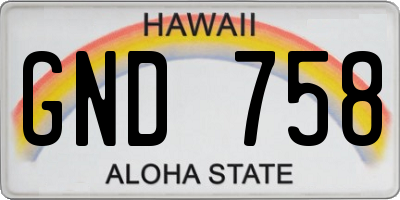HI license plate GND758