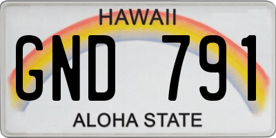 HI license plate GND791