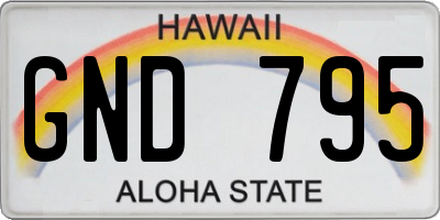 HI license plate GND795