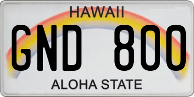 HI license plate GND800