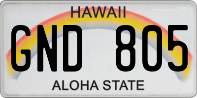 HI license plate GND805