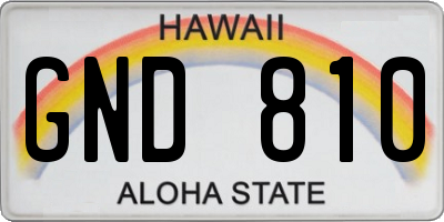 HI license plate GND810