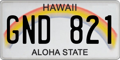 HI license plate GND821