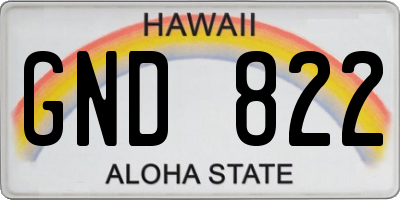 HI license plate GND822