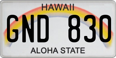 HI license plate GND830