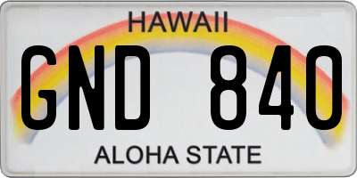 HI license plate GND840