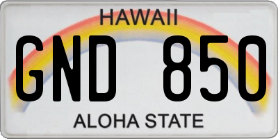 HI license plate GND850