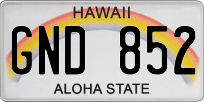 HI license plate GND852