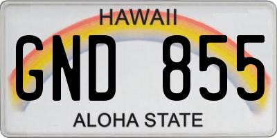 HI license plate GND855