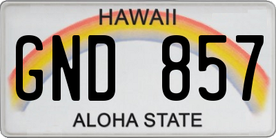 HI license plate GND857
