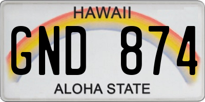 HI license plate GND874