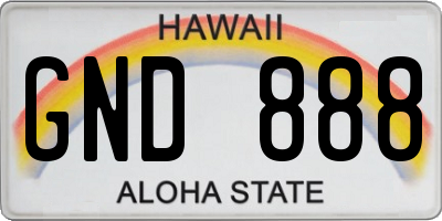 HI license plate GND888