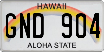 HI license plate GND904