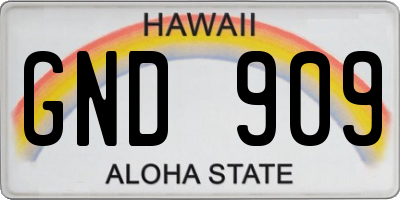 HI license plate GND909