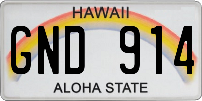 HI license plate GND914