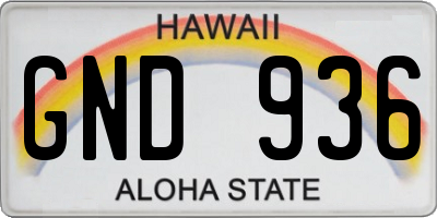 HI license plate GND936