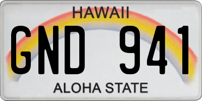 HI license plate GND941