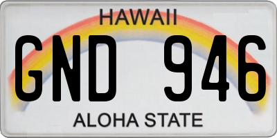 HI license plate GND946