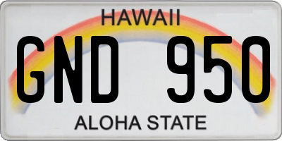 HI license plate GND950