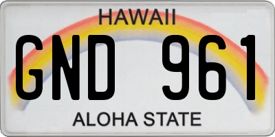 HI license plate GND961
