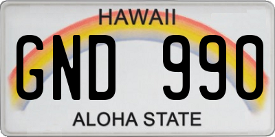 HI license plate GND990