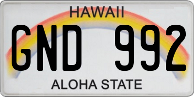 HI license plate GND992