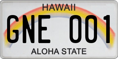 HI license plate GNE001