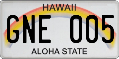 HI license plate GNE005